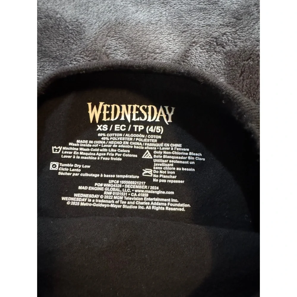 Disney Nightmare Before Christmas Wednesday Addams Shirt Lot 2 Girls XS 4/5 Goth